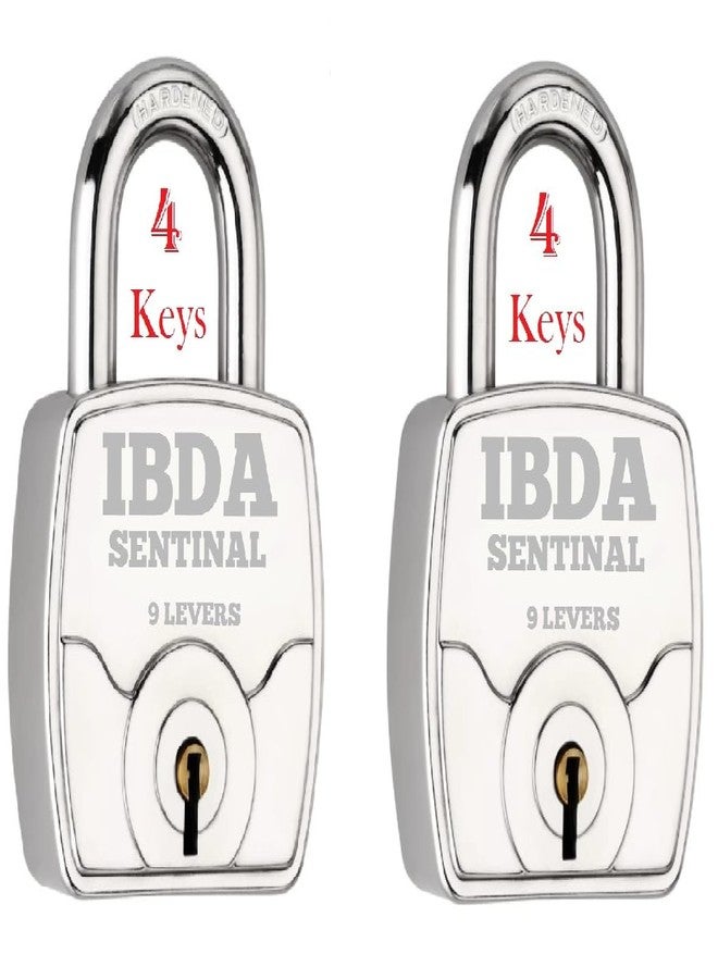 IBDA Push Lock and Key Square 65mm |Double Locking|9 Levers|Rivetless Steel Body Padlock| Lock for Home,Shutter,gate,Door,kadi,Channel,Chain,Shop,School,Warehouse,Flat,Outdoor-Indoor use (Pack of 2) - Image 1